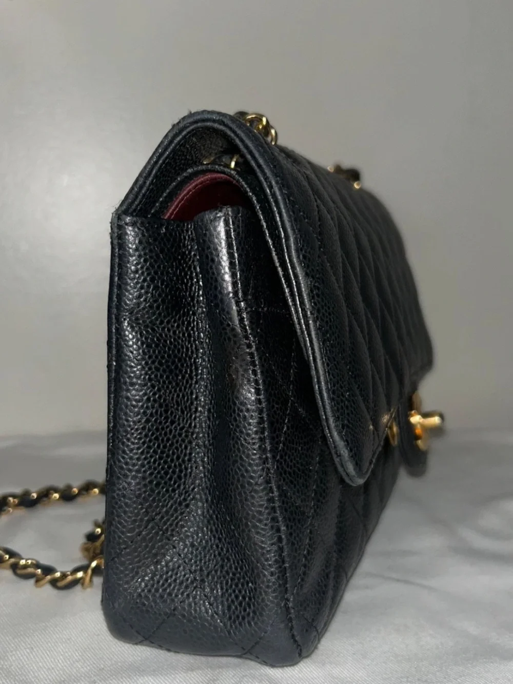 CHANEL Medium Classic Double Flap Caviar Quilted Handbag Black / Gold Hardware